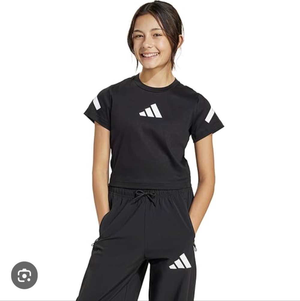 Adidas Kids Black and White Short Sleeve Slim Fit Baby Tee Small